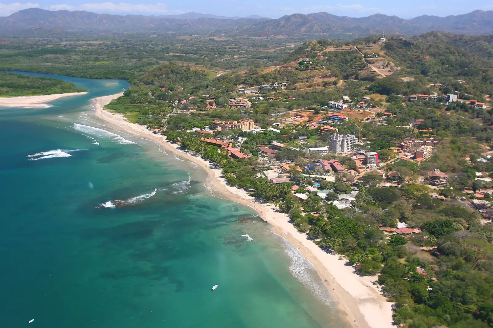 Tamarindo and the Playa Grande river mouth from the air